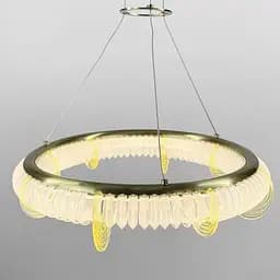 Латунная кольцевая люстра с прозрачными и желтыми пластинами Ø 65 см | Ст. D 236-650 | Line F