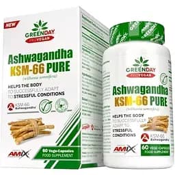 Натуральная добавка AMIX GreenDay ProVegan Ashwagandha KSM-66 Pure, 60 капсул