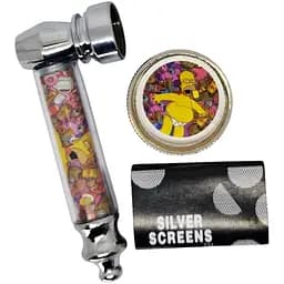 Курильна трубка + гриндер для подрібнення тютюну HL-YD-305 Гомер Сімпсон Silver (16620)