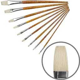 Пензель щетина плоска Grace 2023F №12 довга ручка Kolos