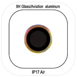 Захисне скло Metal Classic на камеру (у упак.) для Apple iPhone 17 Air (6.5) Бузковий / Rainbow