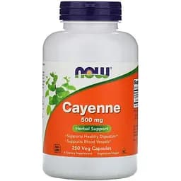 Натуральная добавка NOW Cayenne 500 mg, 250 вегакапсул