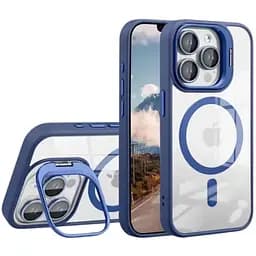 Чохол із підставкою MagSafe TPU PC Metal Stand Case and Camera Lenses Apple iPhone 13 Pro Max Dark Blue
