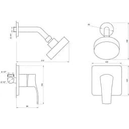 Змішувач для душу Globus Lux Queensland GLQU-0105S-KIT (12731) - мініатюра 5