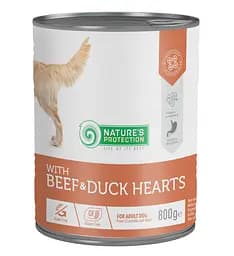 Влажный корм для взрослых собак с говядиной и утиными сердцами Nature's Protection with Beef & Duck Hearts 800 г