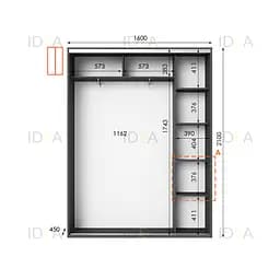 Шафа-купе Idea серія 5 160 x 45 x 210 см Антрацит Дзеркало - мініатюра 2