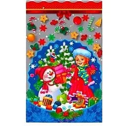 Новорічний пакет №4 Снігуронька та сніговик фольгований 20х30 см 100 шт.