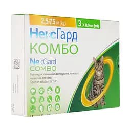 Краплі Boehringer Ingelheim NexGard Combo для котів вагою від 2.5 кг до 7.5 кг 2.7 мл (3 шт. х 0.9 мл) - мініатюра 2