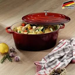 Гусятниця чавунна з кришкою KELA Calido (11943) 36 см 9,3 л червона - мініатюра 2