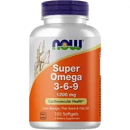 Жирные кислоты NOW Super Omega 3-6-9 1200 mg, 180 капсул