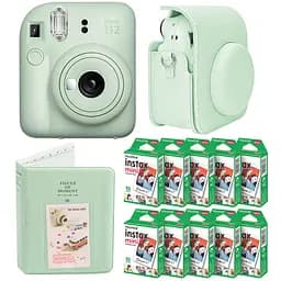 Подарунковий набір камера Fujifilm Instax Mini 12, Фотопапір 100 шт, Чохол, Фотоальбом на 64 фото Зелений