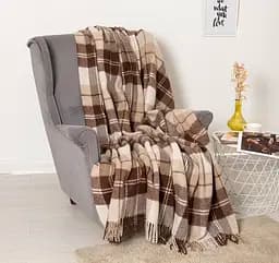 Плед вовняний Vladi Ельф 170х210 біло-бежево-теракотовий