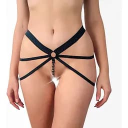 Сексуальні трусики з гальванічними перлами Art of Sex - SEA колір синьо-чорний One size