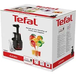 Соковитискач Tefal Juiceo шнековий 150 Вт чаша 0.8 л жмих 0.8 л насадка для цитрусових пластик червоно-чорний (ZC150838) - мініатюра 9