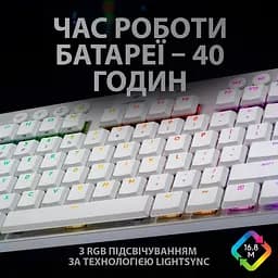 Клавіатура Logitech G915 TKL Lightspeed Wireless RGB Mechanical White [920-009664] [68413] - мініатюра 4