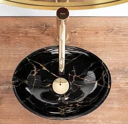 Умивальник Rea Sofia 27x35 mini black marble shine (REA-U6963), Глянцева - мініатюра 4