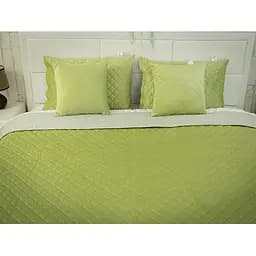 Покривало Руно 180х220 см велюр оливкове (340.55_Olive Green ромб) - мініатюра 4