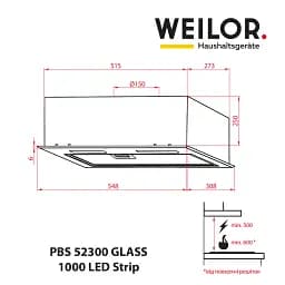 Витяжка повновбудована WEILOR PBS 52300 GLASS WH 1000 LED Strip - мініатюра 11