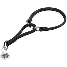 Нашийник-зашморг Waudog Soft, шкіряний, круглий, з QR паспортом, 30-39х0,6 см, чорний - мініатюра 2