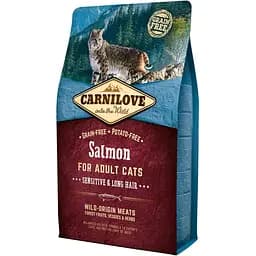 Сухой корм для котов с чувствительным пищеварением Carnilove Cat Salmon Sensitive&Long Hair с лососем 2 кг