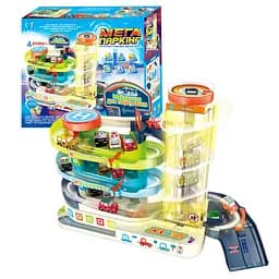 Интерактивный автотрек WToys "Мега паркинг", озвученный на украинском языке, автоматический подъемник, звук, свет, песни, 4 машинки 92629