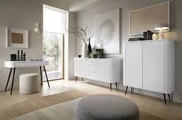 Комод Perfect Home Зова / Zova 2-дверний з 3 шухлядами і чорними ніжками KSZ168 Білий (PFH-091279) - мініатюра 7