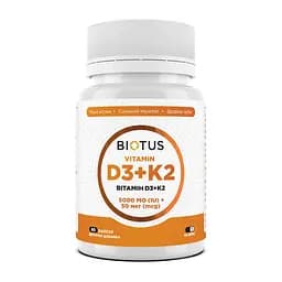 Витамин D3+К2 Biotus Vitamin D3+K2 5000 МЕ/50 мкг 60 капсул