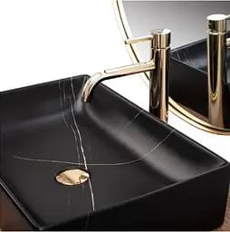 Умивальник Rea Inga 34,5x51 black marble mat (REA-U8006) - мініатюра 7