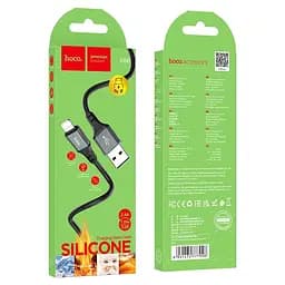 Кабель Hoco X86 iP Spear silicone charging data cable Чорний - мініатюра 2