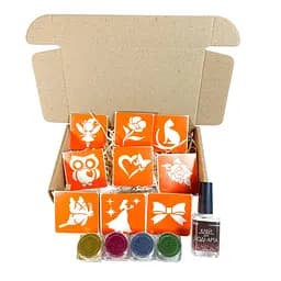 Набор для био-тату "Для девочек #3 - глиттер" Fresh Tattoo set-girls-3-glitter 9 трафаретов