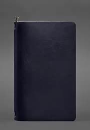 Кожаный блокнот (софт-бук) 8.0 на резинке синий краст