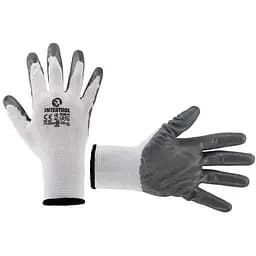 Рукавички робочі захисні Intertool з нітриловим покриттям 10" біло-сірі (в упаковці 12 шт.)