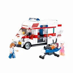Конструктор Sluban M38-B1065 Швидка допомога — машина 17 см, мотоцикл, каталка, фігурки, 328 деталей