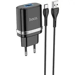 Зарядний пристрій Hoco 1USB N1 Ardent 2.4A Black + USB Cable Type-C