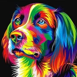 Алмазна мозаїка зі стразами на підрамнику повна викладка Райдужний пес 40*50см