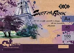 Скетчбук ZB.1481 А4, 40 аркушів, на пружині, кремовий блок