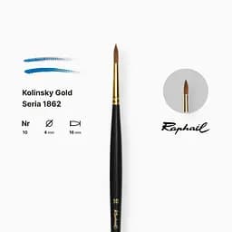 Пензель колонок круглий Raphael Kolinsky Gold, №10, професійний, довга ручка - мініатюра 2
