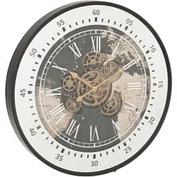 Настінний годинник J-line в дерев'яному корпусі з картою світу і механізмом, що рухається 80 см (48902)