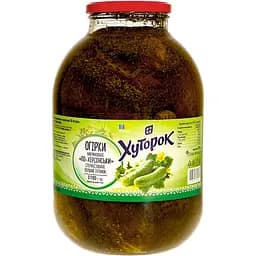 Огірки мариновані Хуторок По-херсонськи пастеризовані 3.1 кг