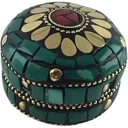 Скринька металева з коралами та бірюзою 3.2х4.7 см