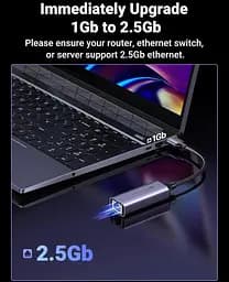 Перехідник USB 3.0 Type-A --> Ethernet RJ45 2.5Gb CM648 Ugreen чорний - мініатюра 4