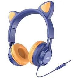 Наушники Hoco Cat ear headphones with mic W36 сине-оранжевые
