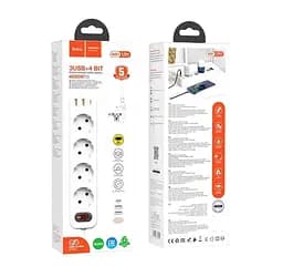 Мережевий фільтр подовжувач Hoco NS-1 4000W 4 розетки Type-C PD20W + 2 USB 18W White - мініатюра 7