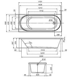 Ванна акрилова Am.Pm X-Joy 170x70 см білий W94A-170-070W-A1, Білий - мініатюра 7