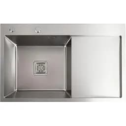 Кухонна мийка Platinum Handmade 78x50В з нержавіючої сталі 3.0 мм квадратний сифон 78x50x22 см cіра