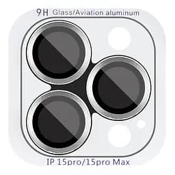Захисне скло Metal Classic на камеру (у упак.) для Apple iPhone 15 Pro (6.1) / 15 Pro Max (6.7) Срібний / Silver