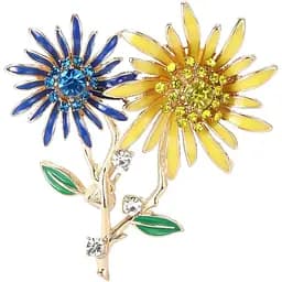 Брошь Подсолнухи брошь-булавка символ Украины желто-голубая
