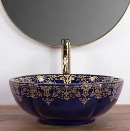 Умивальник Rea Marina 42,5x42,5 blue (REA-U3300), Глянцева - мініатюра 4
