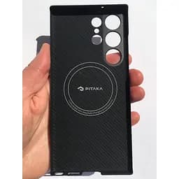Оригінальний протиударний чохол для Samsung Galaxy S23 Ultra Pitaka MagEZ MagSafe Case 3 Twill Black/Grey KS2301U - мініатюра 5