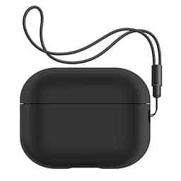 Силіконовий чохол для навушників Apple AirPods Pro 2 2022, Silicone Case with straps, чорний, захисний чохол з ремінцем, ультратонкий і легкий, повний захист, з підвіскою, м"який силікон, ArmorStandart (ARM68608)